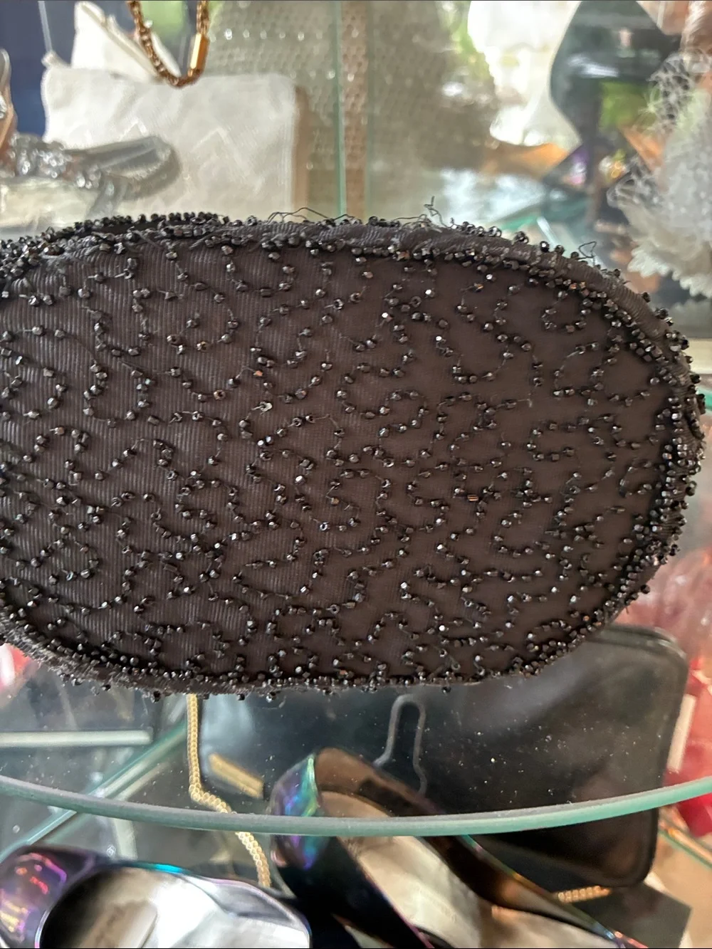Black Beaded Evening Bag Designer Style